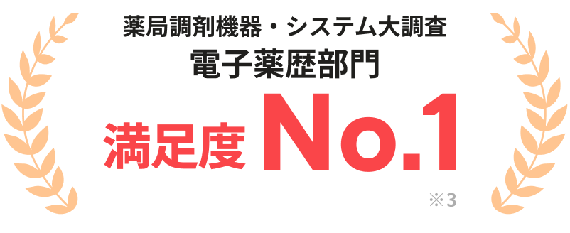 薬局調剤機器・システム大調査 電子薬歴部門 満足度No.1 ※3